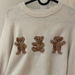 Cozy Cream Sweater with Bear Design